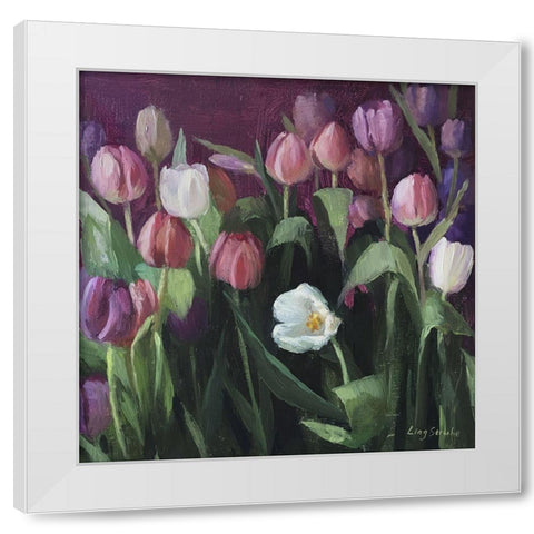 Spring Tulips White Modern Wood Framed Art Print by Strube, Ling