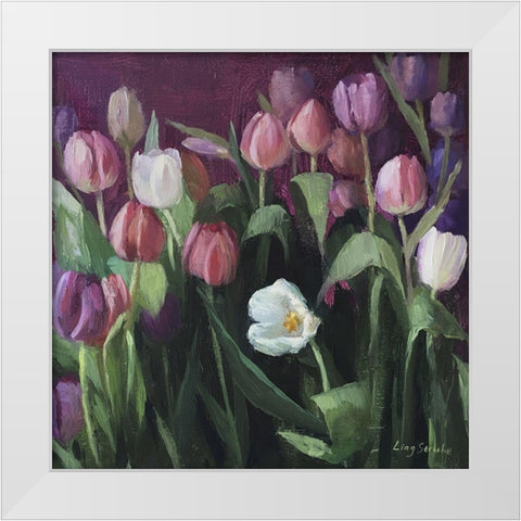 Spring Tulips White Modern Wood Framed Art Print by Strube, Ling