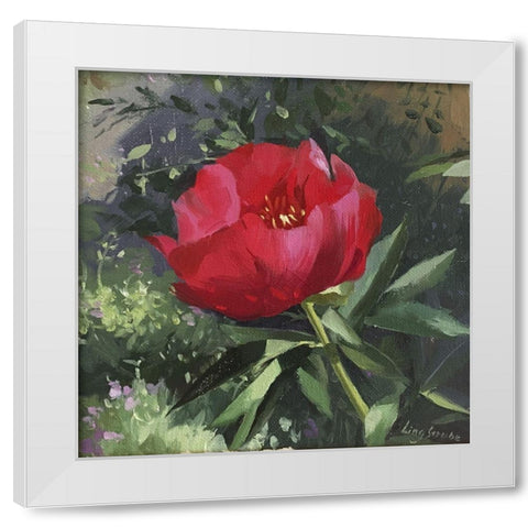 Peony White Modern Wood Framed Art Print by Strube, Ling
