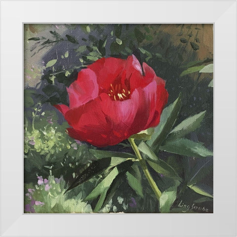 Peony White Modern Wood Framed Art Print by Strube, Ling
