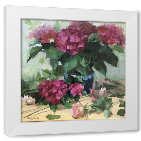 Red Hydrangeas White Modern Wood Framed Art Print by Strube, Ling