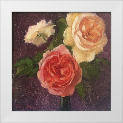 The Roses White Modern Wood Framed Art Print by Strube, Ling