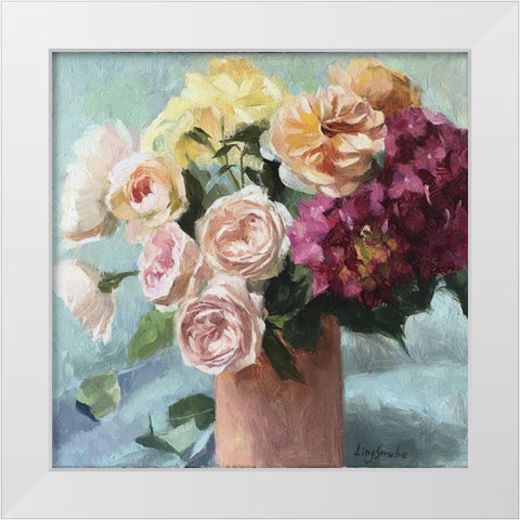 Summer Bouquet White Modern Wood Framed Art Print by Strube, Ling