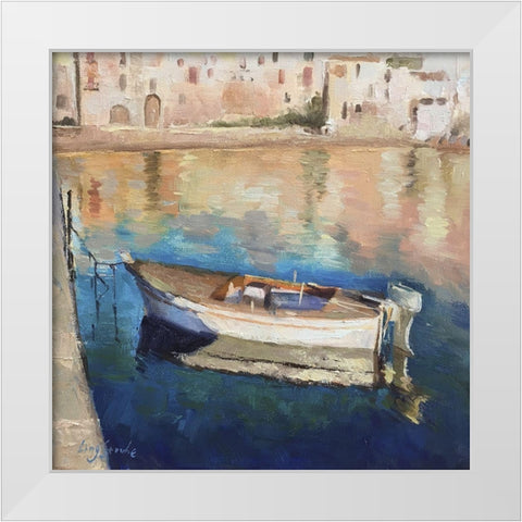 Boat in Golden Light White Modern Wood Framed Art Print by Strube, Ling