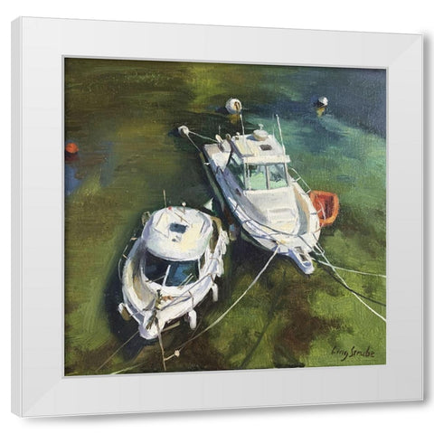 Two White Boats White Modern Wood Framed Art Print by Strube, Ling