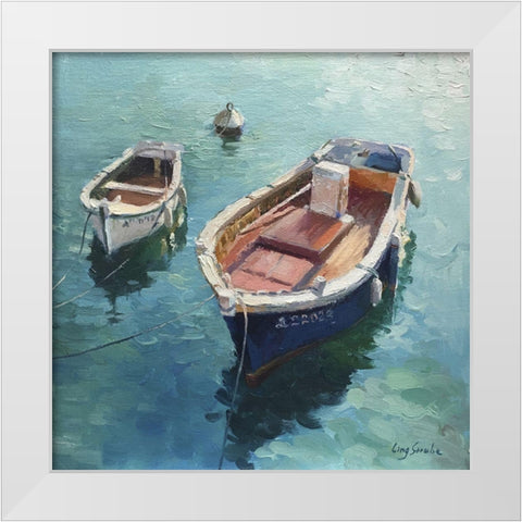 Two Boats White Modern Wood Framed Art Print by Strube, Ling