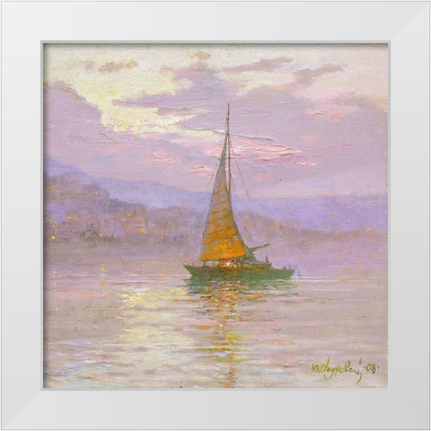 The Sail White Modern Wood Framed Art Print by Obuchovsky, Yury