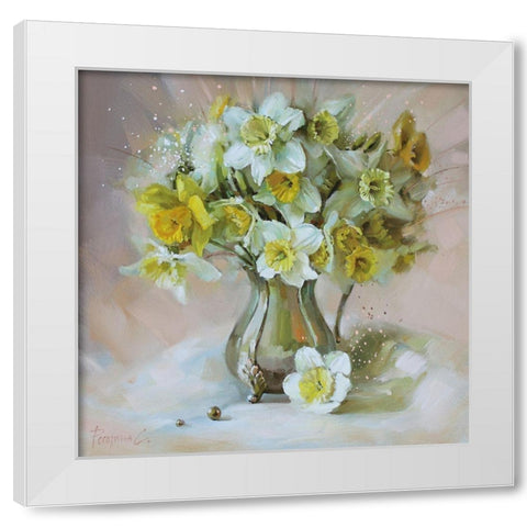 Daffodils White Modern Wood Framed Art Print by Rogozina, Svetlana