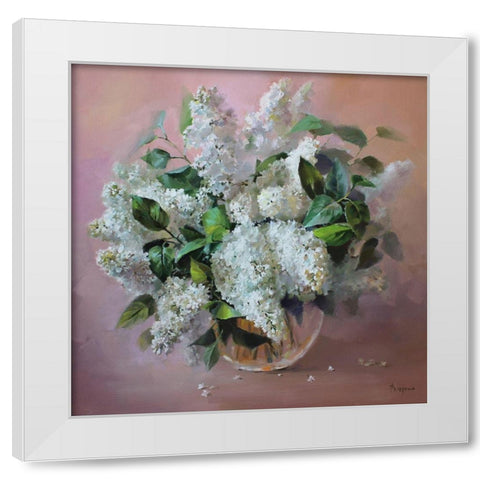 White Lilac White Modern Wood Framed Art Print by Rogozina, Svetlana