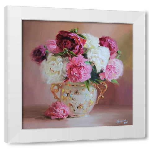 Bouquet of Peonies White Modern Wood Framed Art Print by Rogozina, Svetlana