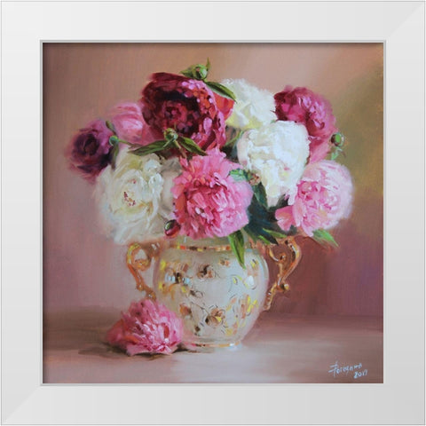 Bouquet of Peonies White Modern Wood Framed Art Print by Rogozina, Svetlana