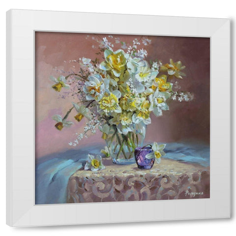 Spring Bouquet White Modern Wood Framed Art Print by Rogozina, Svetlana