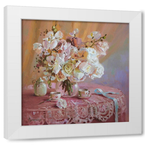 Delicate Bouquet of Roses White Modern Wood Framed Art Print by Rogozina, Svetlana