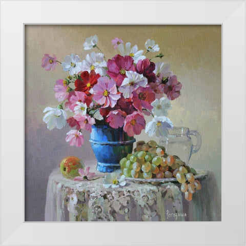 Still Life with Grapes White Modern Wood Framed Art Print by Rogozina, Svetlana