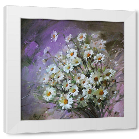 Daisies White Modern Wood Framed Art Print by Rogozina, Svetlana