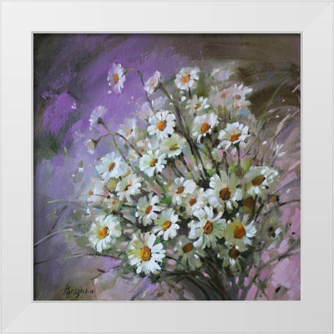 Daisies White Modern Wood Framed Art Print by Rogozina, Svetlana