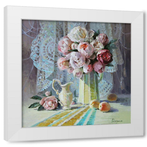 Still Life with Flowers White Modern Wood Framed Art Print by Rogozina, Svetlana