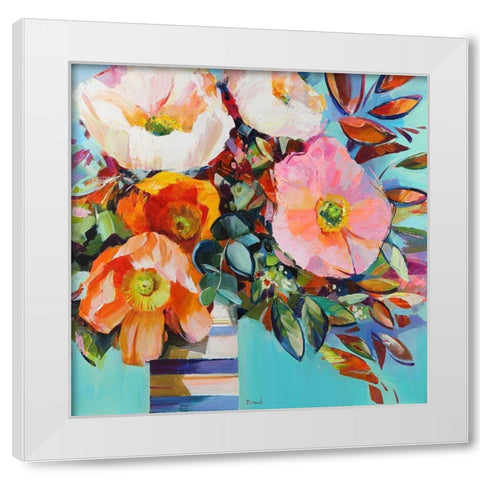 Floral Shock White Modern Wood Framed Art Print by Bond