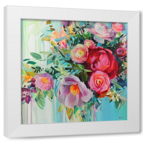 Flower Heart White Modern Wood Framed Art Print by Bond