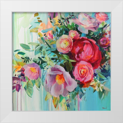 Flower Heart White Modern Wood Framed Art Print by Bond