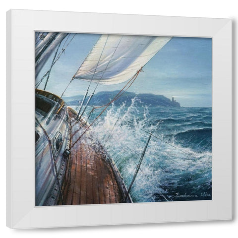 On the Crest of a Wave White Modern Wood Framed Art Print by Yushkevich, Viktor