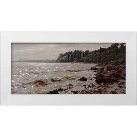 Surf White Modern Wood Framed Art Print by Adamov, Alexey