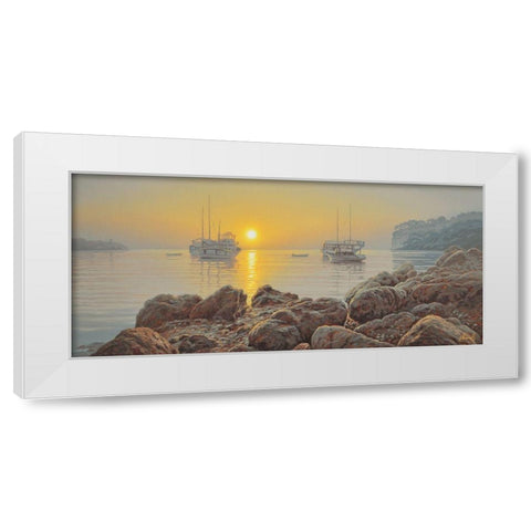 Sunrise White Modern Wood Framed Art Print by Adamov, Alexey