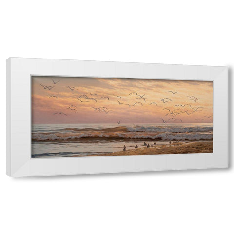 Seagulls  White Modern Wood Framed Art Print by Adamov, Alexey
