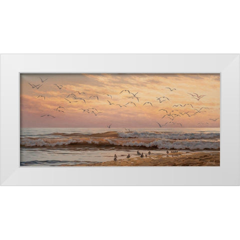 Seagulls  White Modern Wood Framed Art Print by Adamov, Alexey