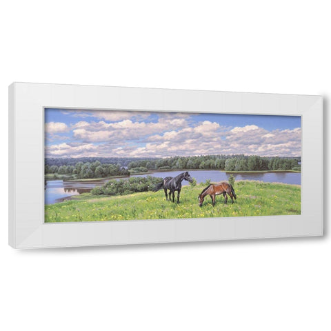 Summer Day White Modern Wood Framed Art Print by Adamov, Alexey