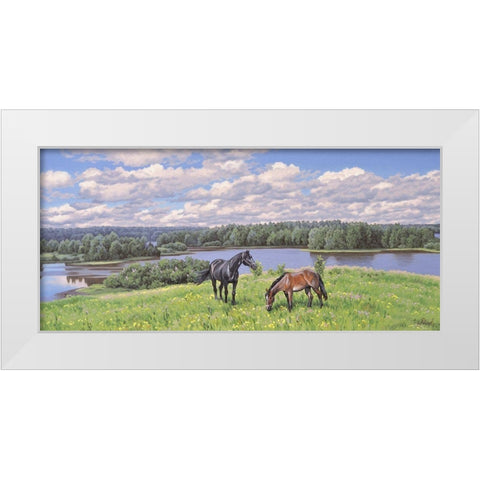 Summer Day White Modern Wood Framed Art Print by Adamov, Alexey