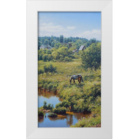 Etude near Village Nikolayaevka White Modern Wood Framed Art Print by Adamov, Alexey
