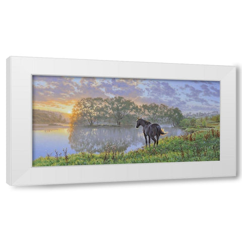 Sunrise White Modern Wood Framed Art Print by Adamov, Alexey