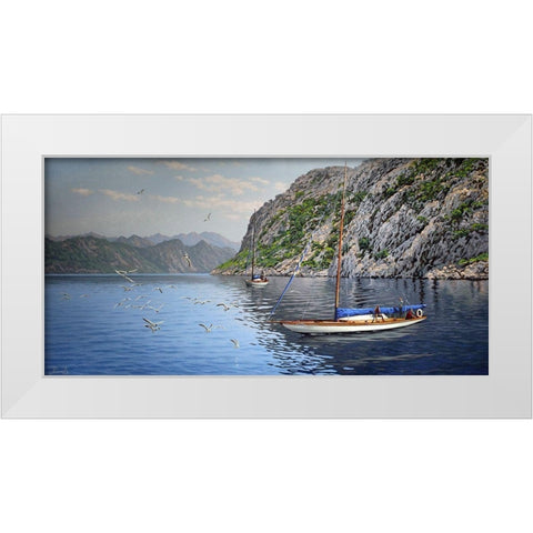 Drive by the Rocks White Modern Wood Framed Art Print by Adamov, Alexey