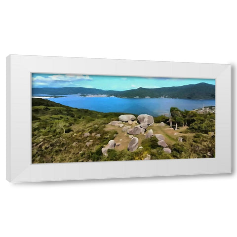 Big Stones near the Sea II White Modern Wood Framed Art Print by Medeiros, Celito