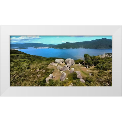 Big Stones near the Sea II White Modern Wood Framed Art Print by Medeiros, Celito