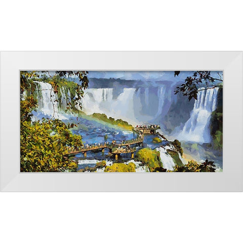 Iguazu Watterfalls IV White Modern Wood Framed Art Print by Medeiros, Celito
