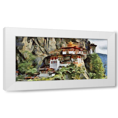An Asian Monastery White Modern Wood Framed Art Print by Medeiros, Celito