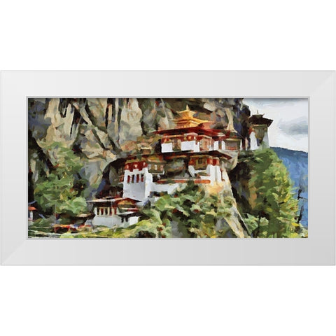 An Asian Monastery White Modern Wood Framed Art Print by Medeiros, Celito