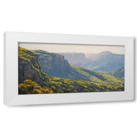 Govetts Leap Blue Mountains White Modern Wood Framed Art Print by Gercken, Graham