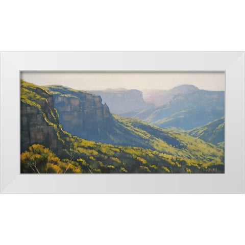 Govetts Leap Blue Mountains White Modern Wood Framed Art Print by Gercken, Graham