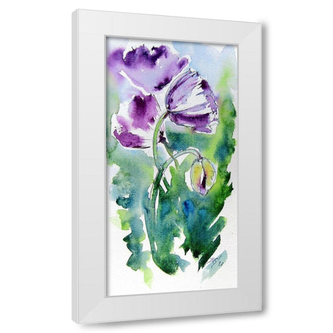 Purple Poppies White Modern Wood Framed Art Print by Kovacs, Anna Brigite