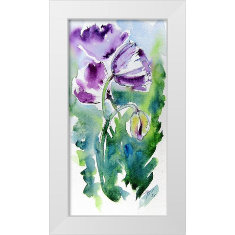 Purple Poppies White Modern Wood Framed Art Print by Kovacs, Anna Brigite