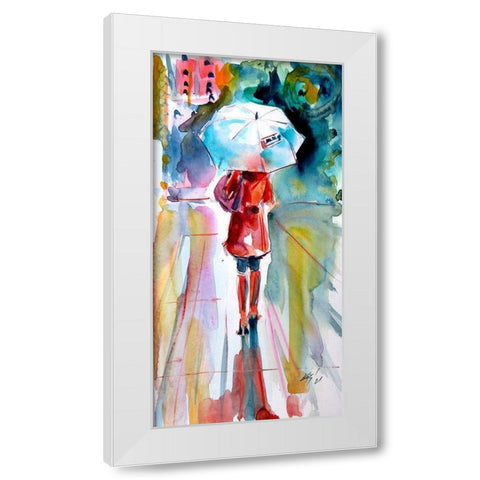 Girl with Umbrella White Modern Wood Framed Art Print by Kovacs, Anna Brigite