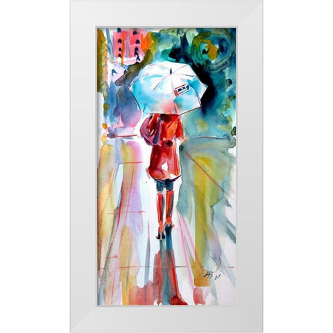 Girl with Umbrella White Modern Wood Framed Art Print by Kovacs, Anna Brigite