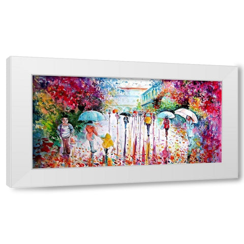Colorful Fall in the City White Modern Wood Framed Art Print by Kovacs, Anna Brigite
