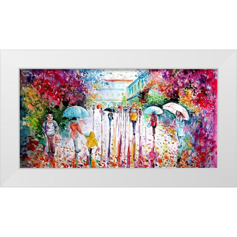Colorful Fall in the City White Modern Wood Framed Art Print by Kovacs, Anna Brigite