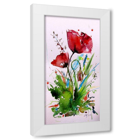 Sweet Poppies White Modern Wood Framed Art Print by Kovacs, Anna Brigite