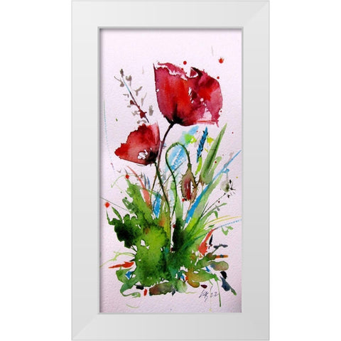 Sweet Poppies White Modern Wood Framed Art Print by Kovacs, Anna Brigite