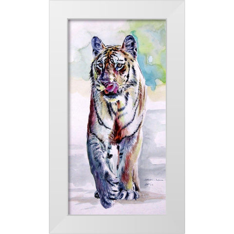 Tiger White Modern Wood Framed Art Print by Kovacs, Anna Brigite